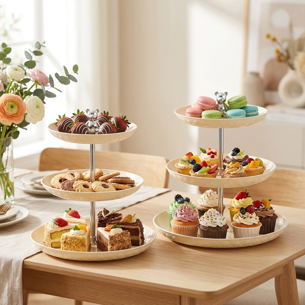 Cupcake Stand Tier - حامل كيك بلاستيكي من طبقتين/ثلاث طبقات،