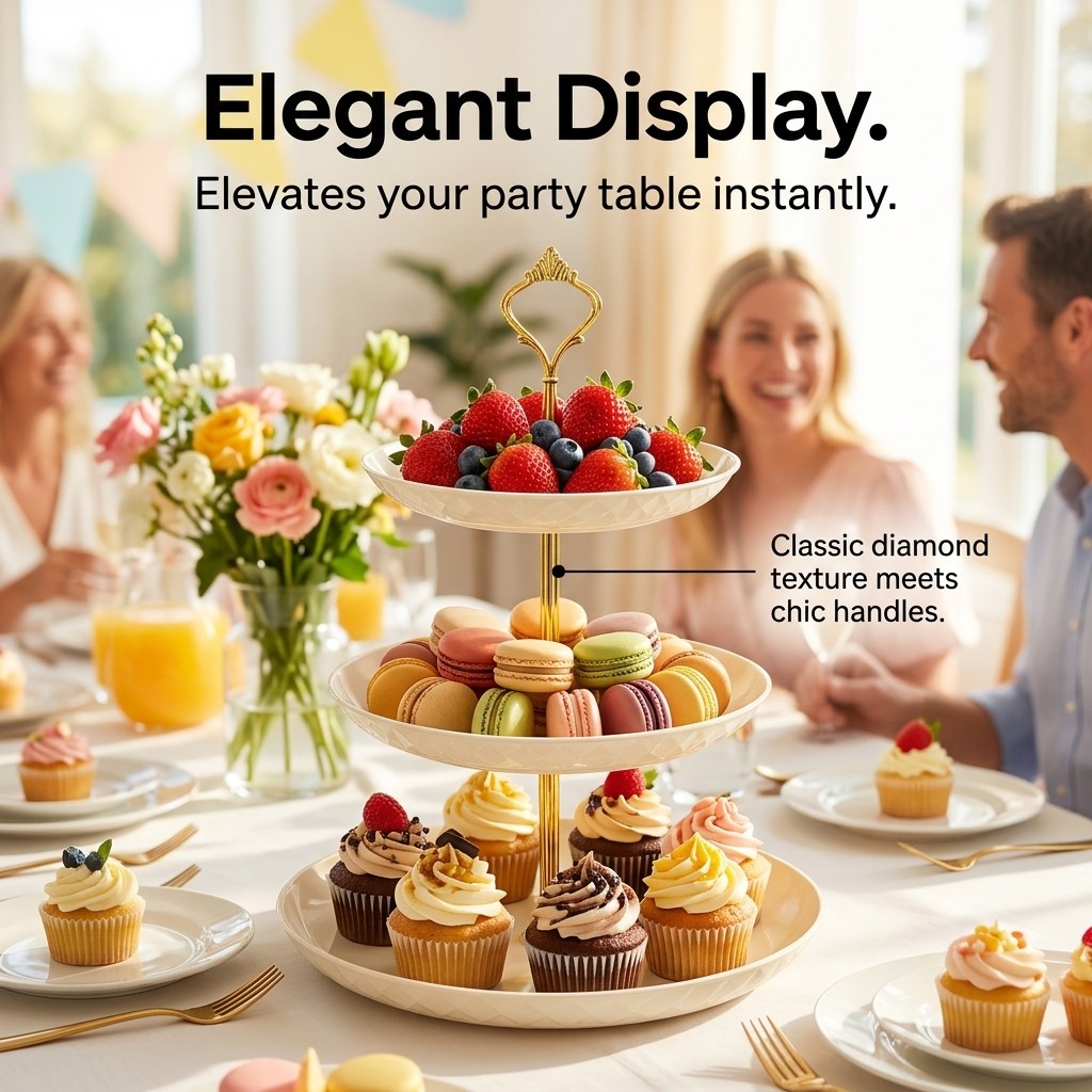حامل كيك بلاستيكي من طبقتين/ثل - مراجعة Cupcake Stand Tier وسعره