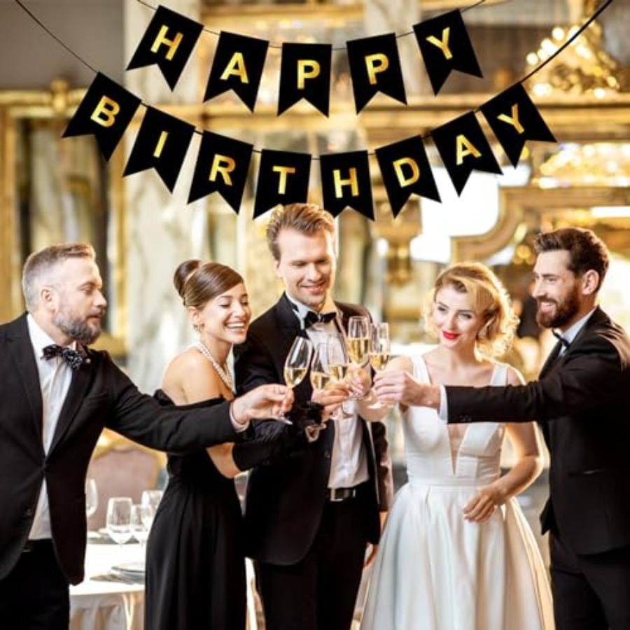 لافتة عيد ميلاد سعيد، زينة حفل - مراجعة Party Banner Gold وسعره